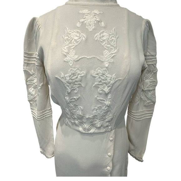 NWOT Reformation Adelia Crepe Ivory Embroidered Long Sleeve Maxi Dress Size 6 - Picture 3 of 13